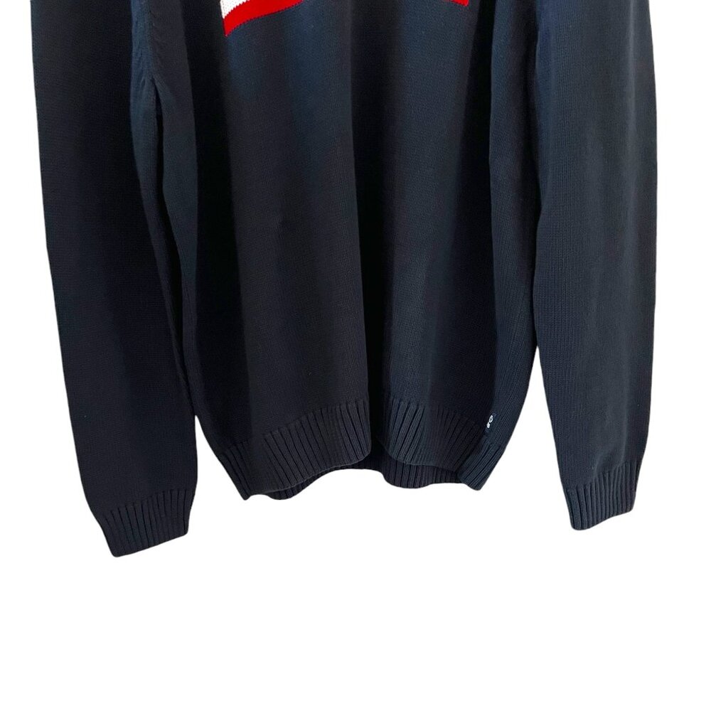 Chaps Navy Crewneck Sweater with American Flag - Picture 5 of 11